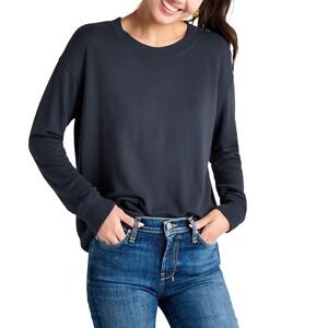 Splendid‎ Super Soft Crewneck Sweatshirt Navy XL Relaxed Cropped Ribbed